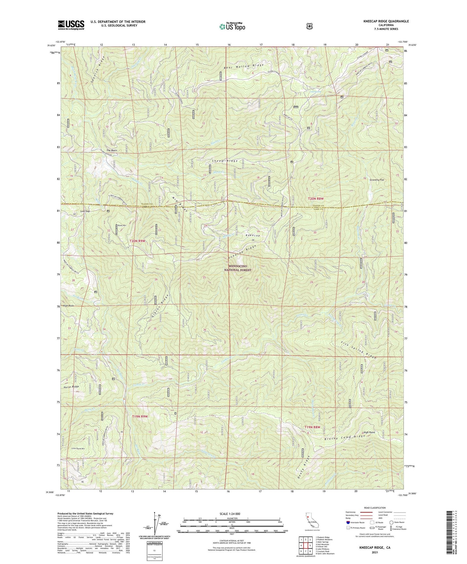 Kneecap Ridge California US Topo Map Image