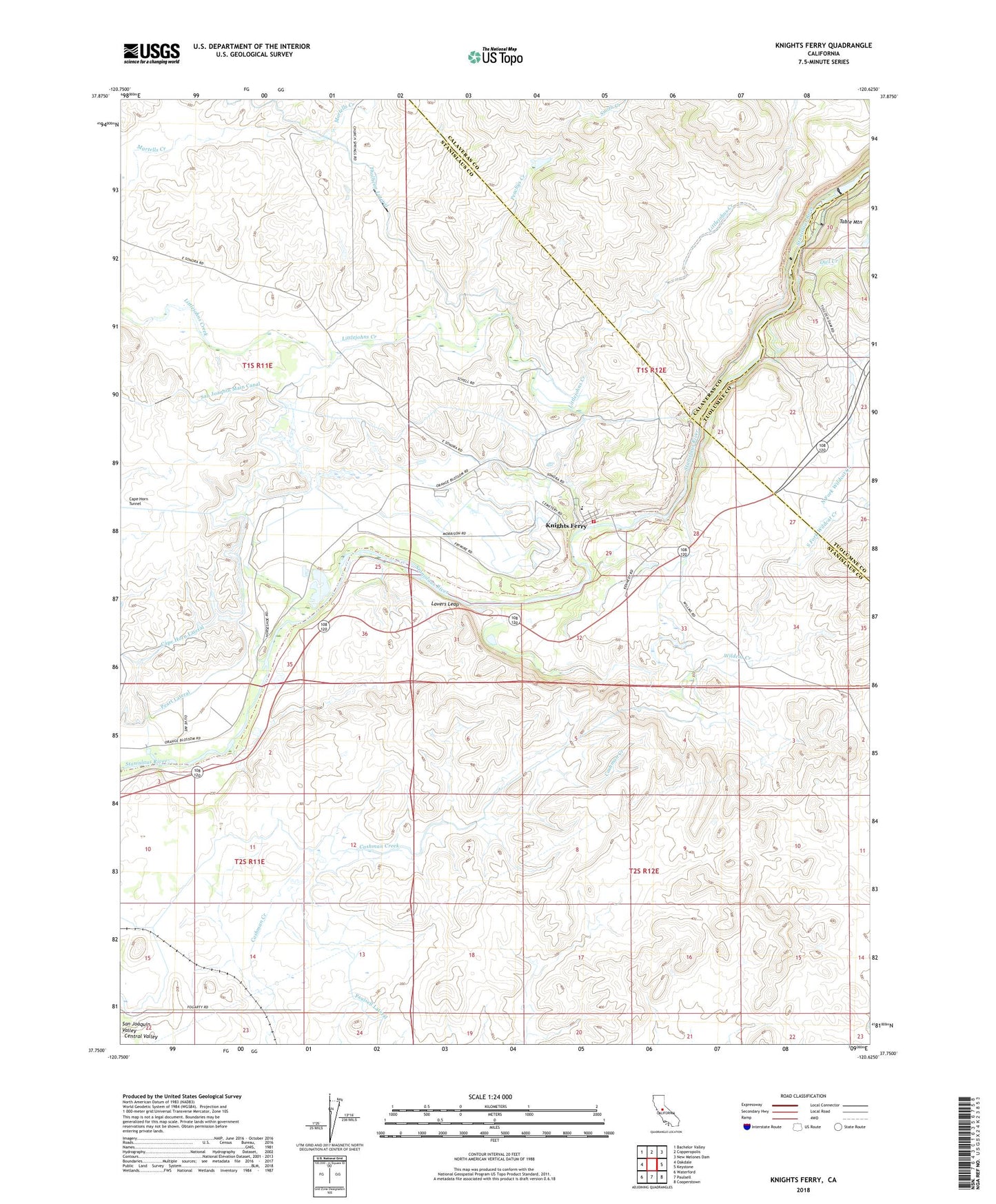 Knights Ferry California US Topo Map Image