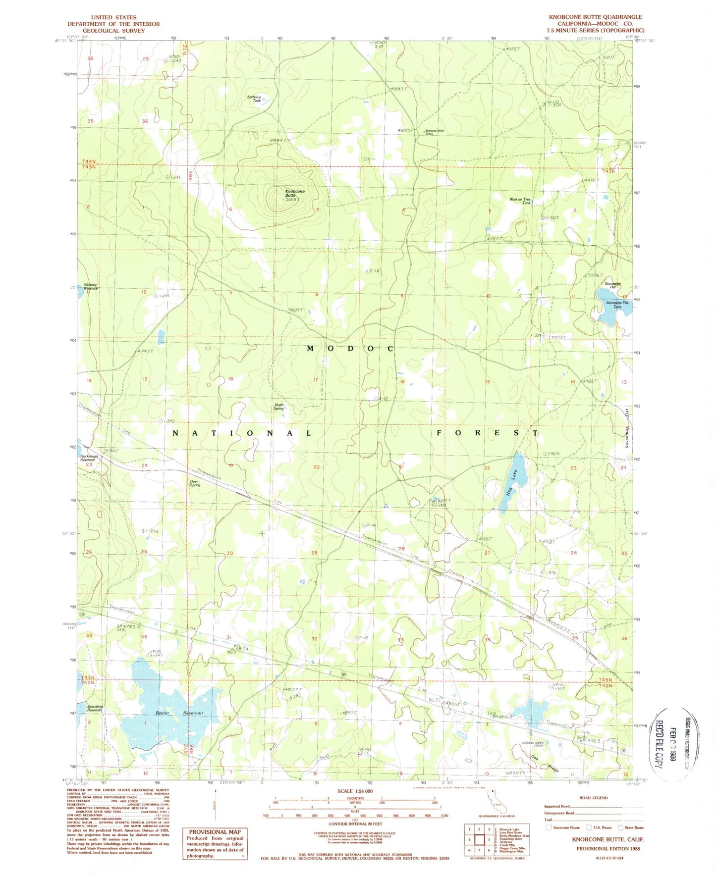 Classic USGS Knobcone Butte California 7.5'x7.5' Topo Map Image