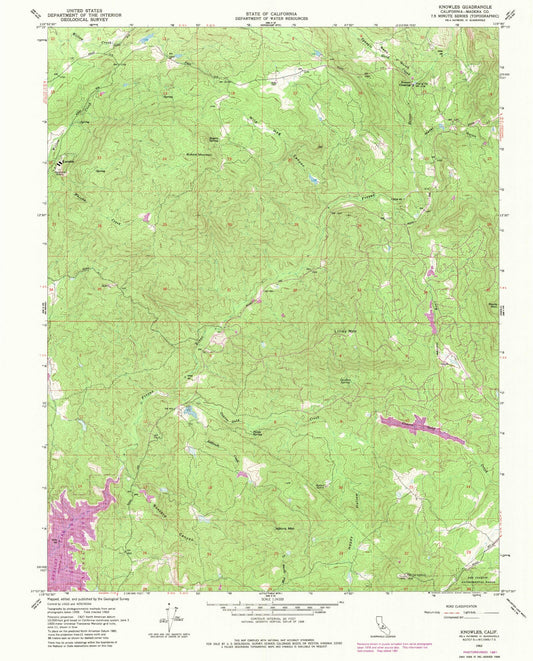 Classic USGS Knowles California 7.5'x7.5' Topo Map Image