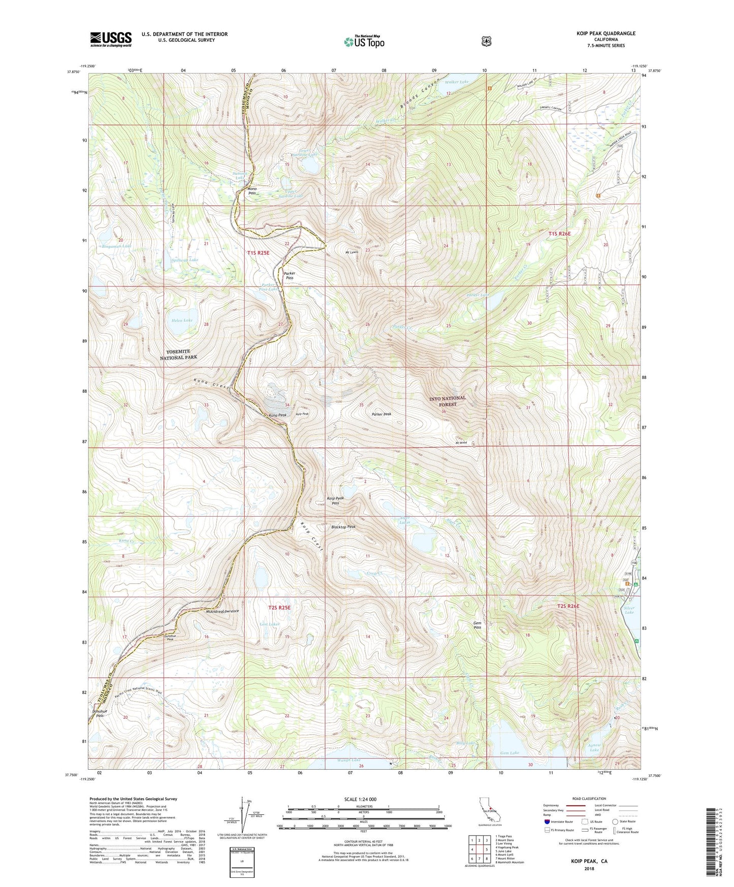Koip Peak California US Topo Map Image
