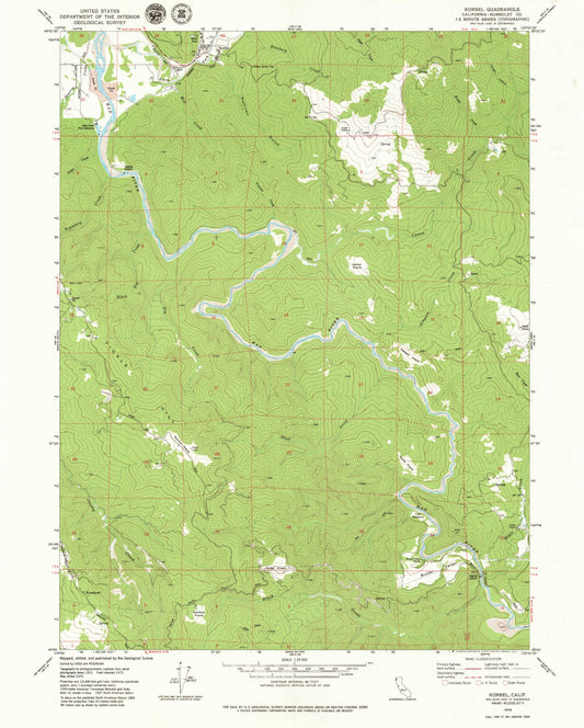 Classic USGS Korbel California 7.5'x7.5' Topo Map Image