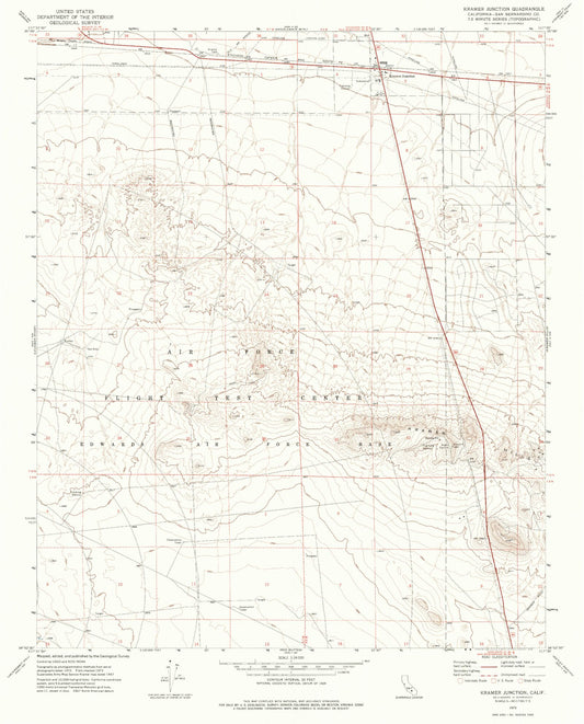 Classic USGS Kramer Junction California 7.5'x7.5' Topo Map Image