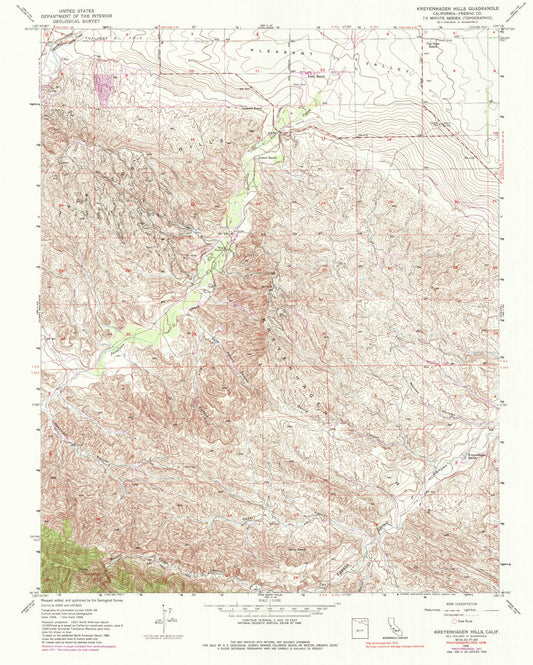 Classic USGS Kreyenhagen Hills California 7.5'x7.5' Topo Map Image