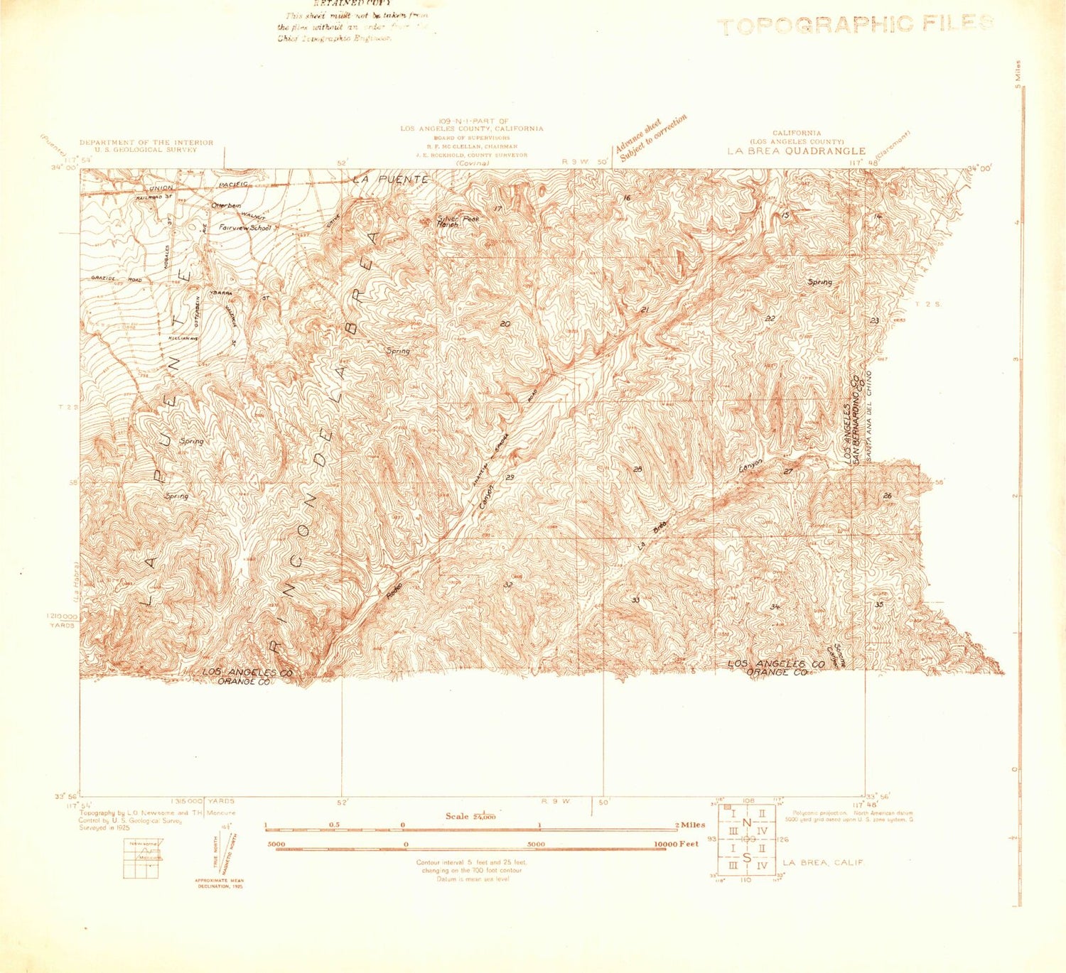 Classic USGS La Brea California 7.5'x7.5' Topo Map Image