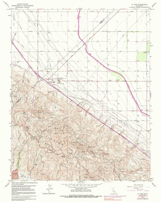 Classic USGS La Cima California 7.5'x7.5' Topo Map Image