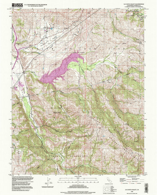 Classic USGS La Costa Valley California 7.5'x7.5' Topo Map Image