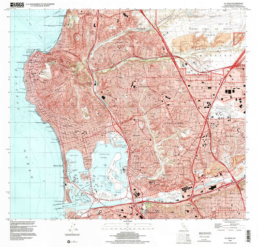 Classic USGS La Jolla California 7.5'x7.5' Topo Map Image