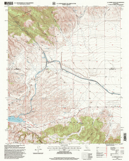 Classic USGS La Liebre Ranch California 7.5'x7.5' Topo Map Image