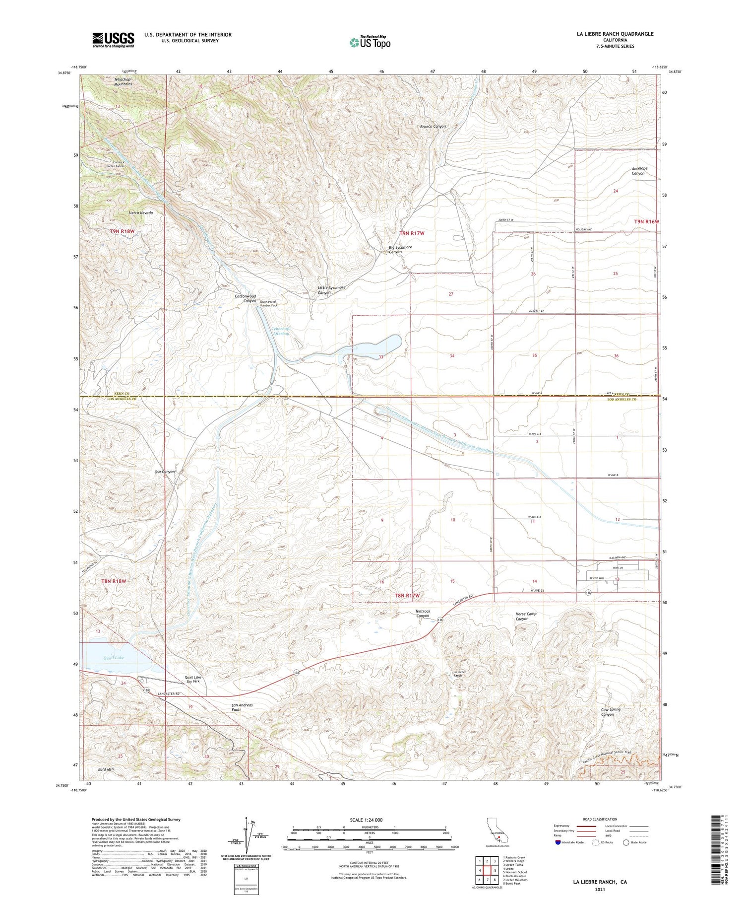 La Liebre Ranch California US Topo Map Image