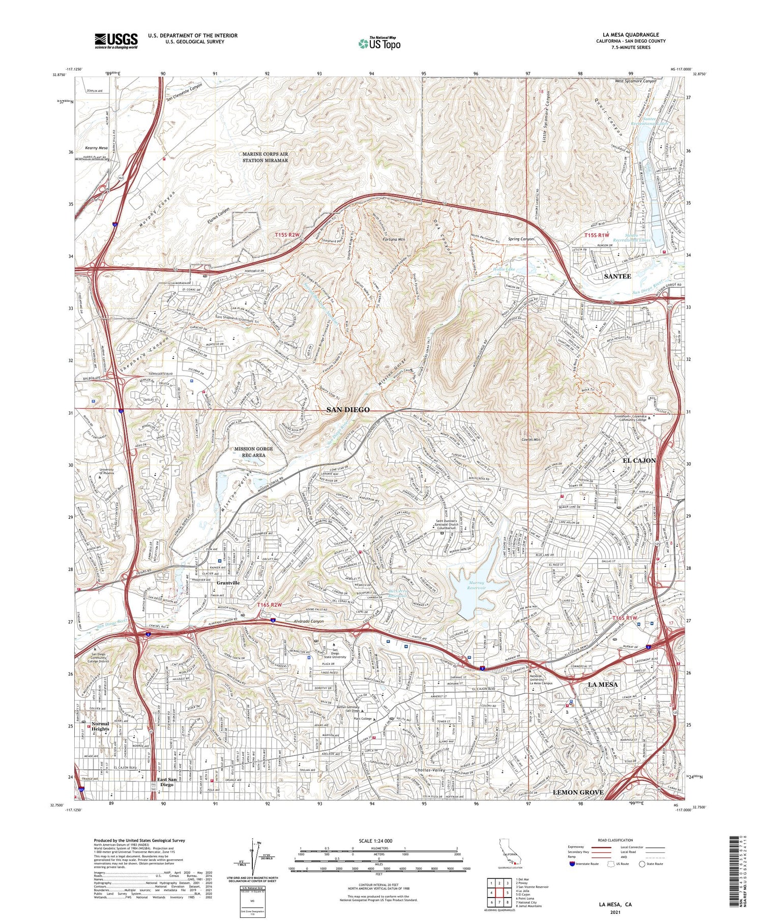 La Mesa California US Topo Map Image