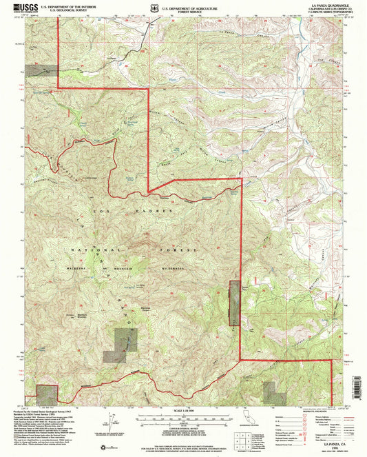 Classic USGS La Panza California 7.5'x7.5' Topo Map Image