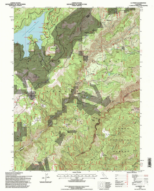 Classic USGS La Porte California 7.5'x7.5' Topo Map Image