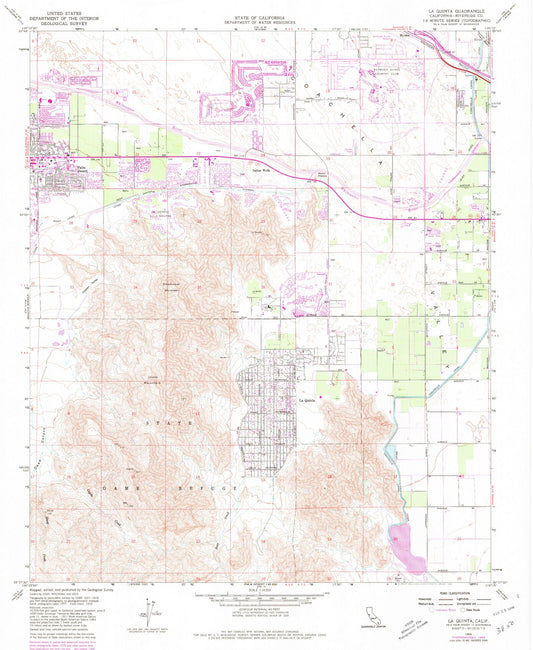 Classic USGS La Quinta California 7.5'x7.5' Topo Map Image