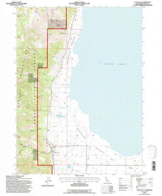 Classic USGS Lake City California 7.5'x7.5' Topo Map Image
