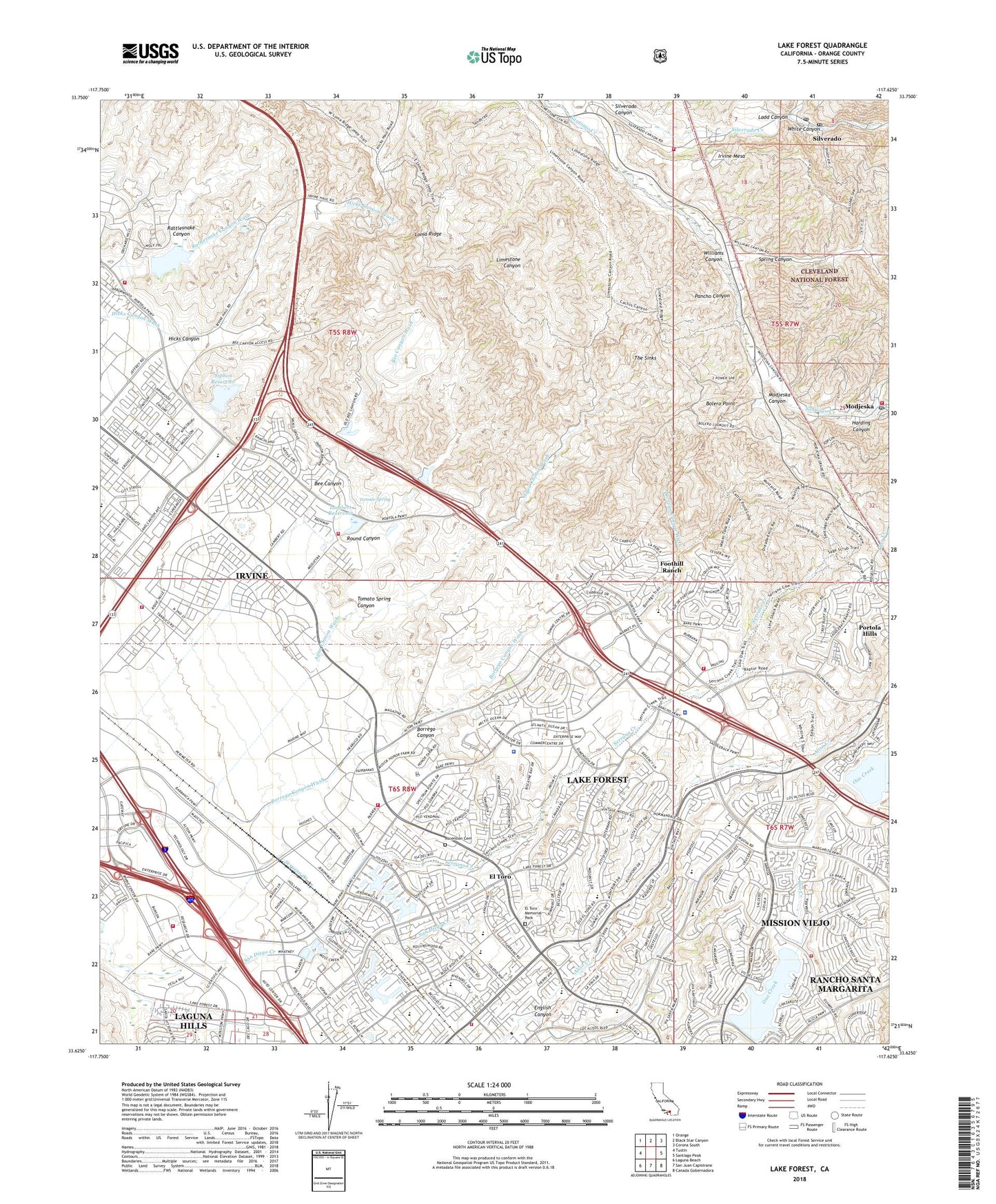 Lake Forest California US Topo Map Image