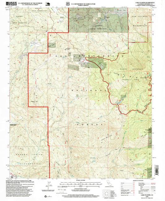 Classic USGS Lake Fulmor California 7.5'x7.5' Topo Map Image