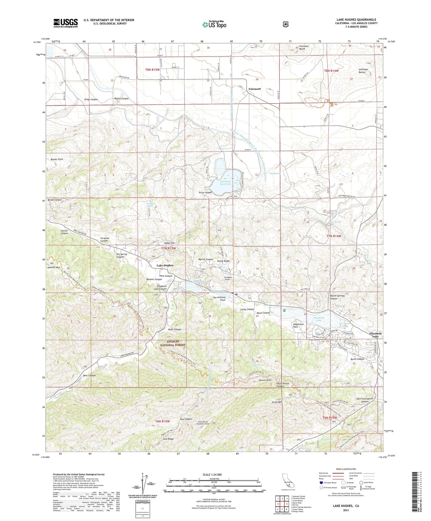 Lake Hughes California US Topo Map Image