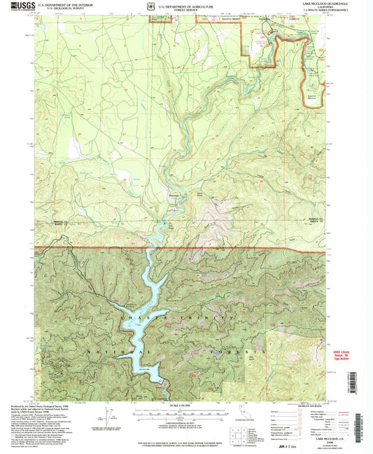 Classic USGS Lake McCloud California 7.5'x7.5' Topo Map Image