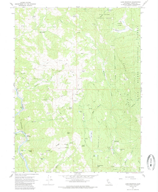 Classic USGS Lake Mountain California 7.5'x7.5' Topo Map Image