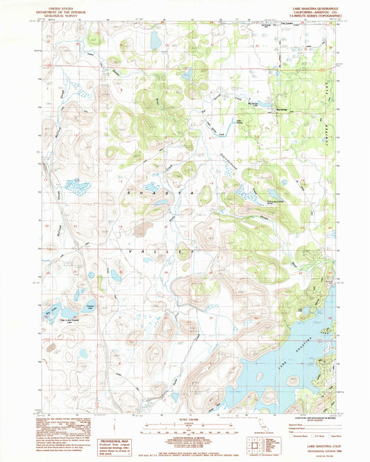Classic USGS Lake Shastina California 7.5'x7.5' Topo Map Image