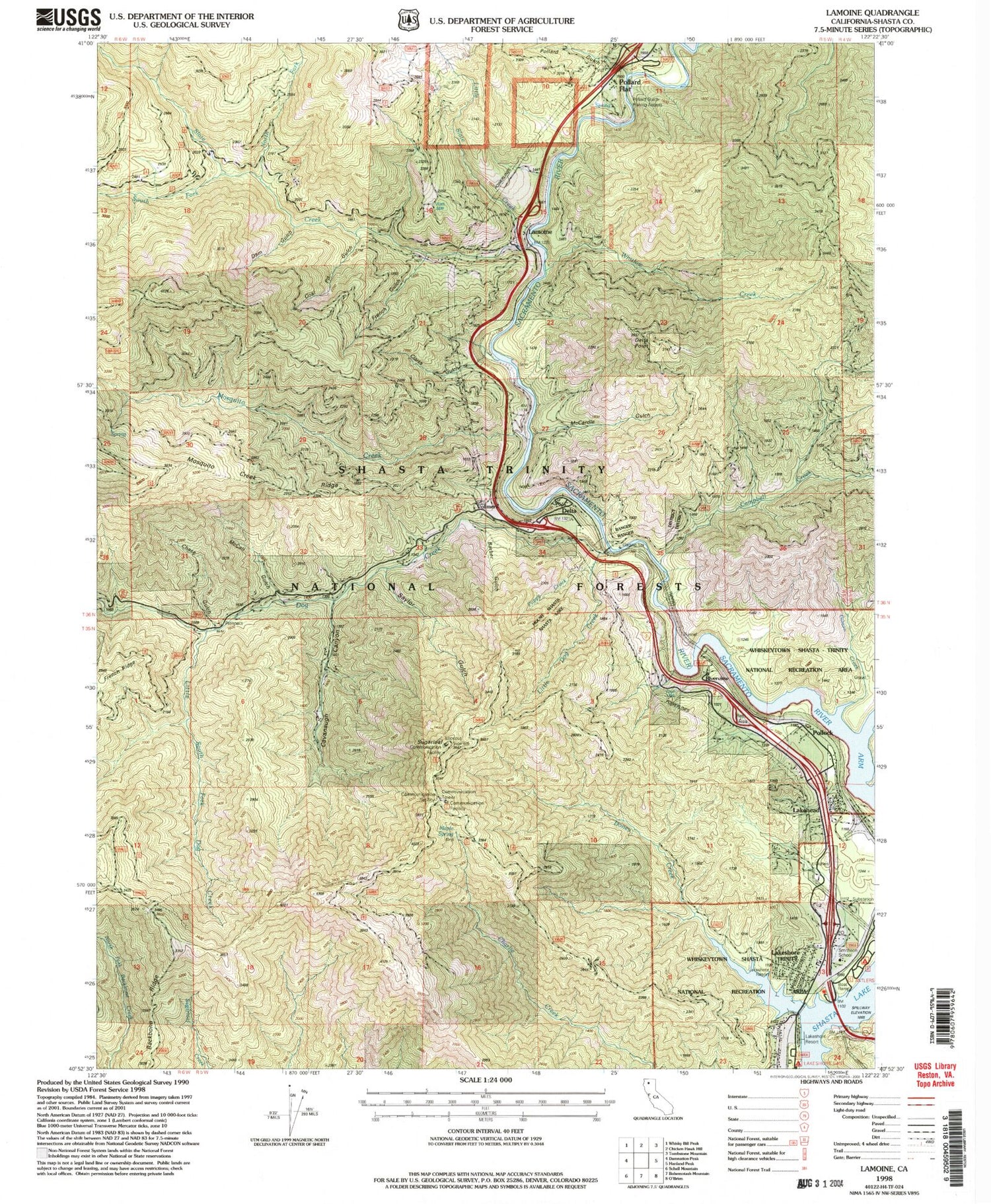 Classic USGS Lamoine California 7.5'x7.5' Topo Map Image