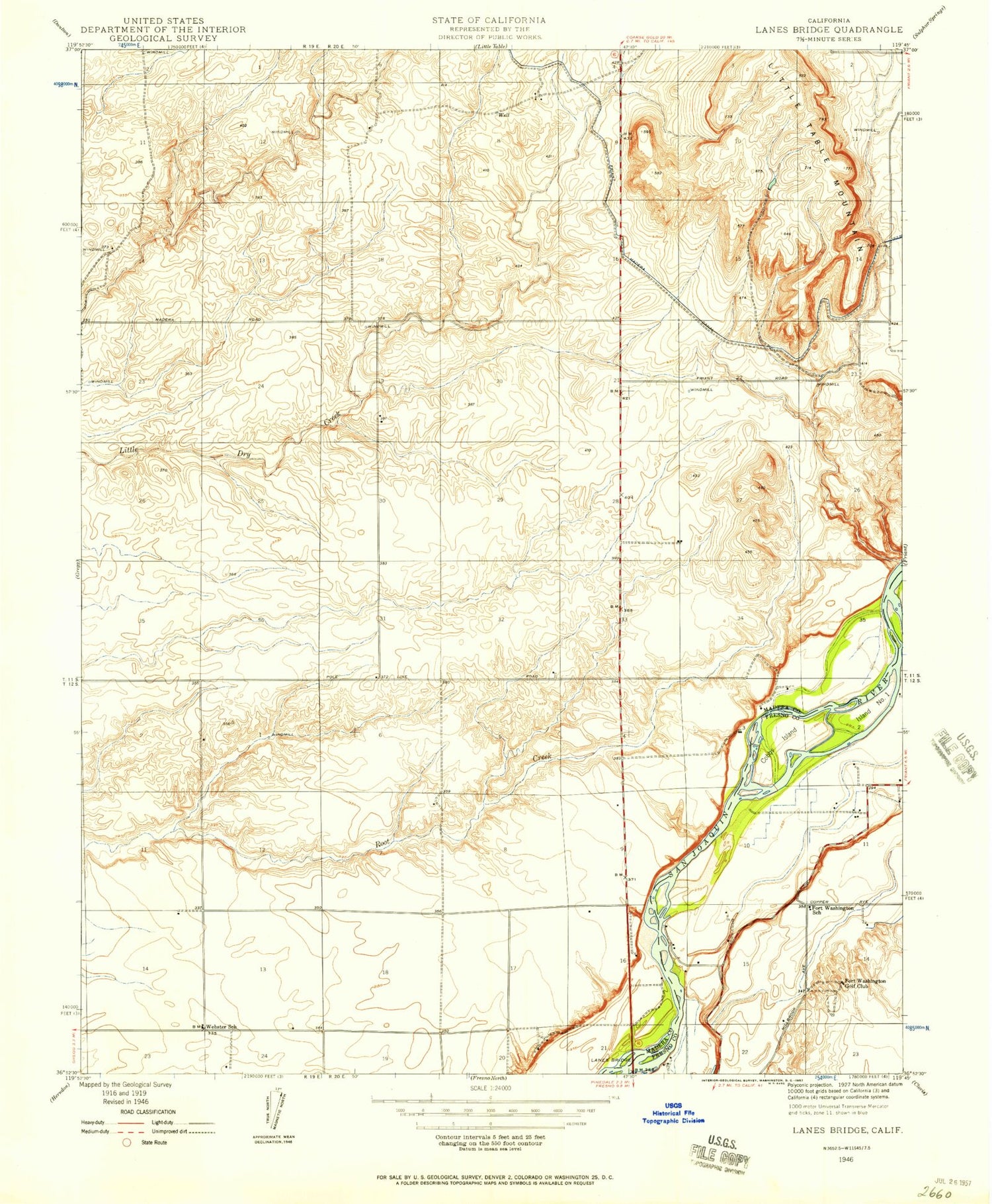 Classic USGS Lanes Bridge California 7.5'x7.5' Topo Map Image