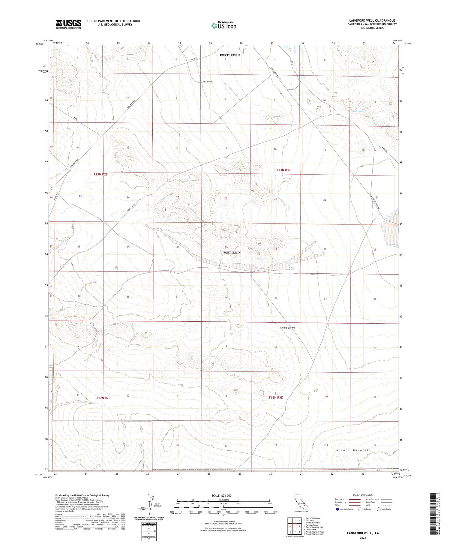 Langford Well California US Topo Map Image