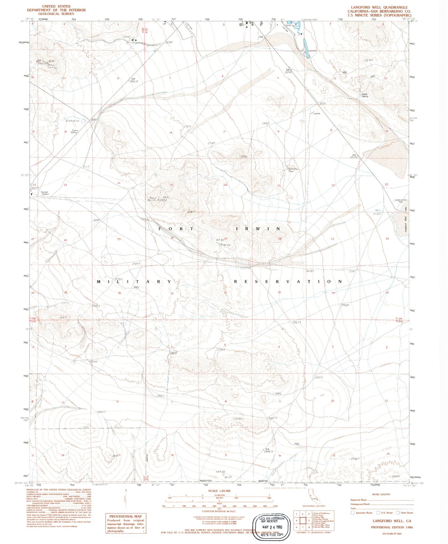 Classic USGS Langford Well California 7.5'x7.5' Topo Map Image