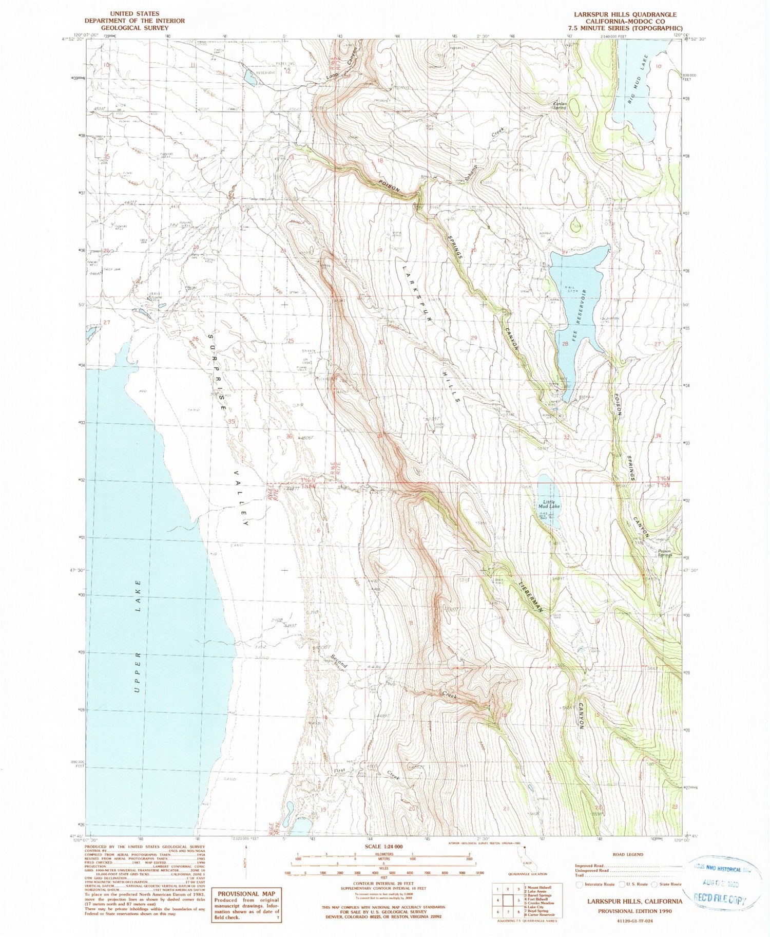 Classic USGS Larkspur Hills California 7.5'x7.5' Topo Map Image