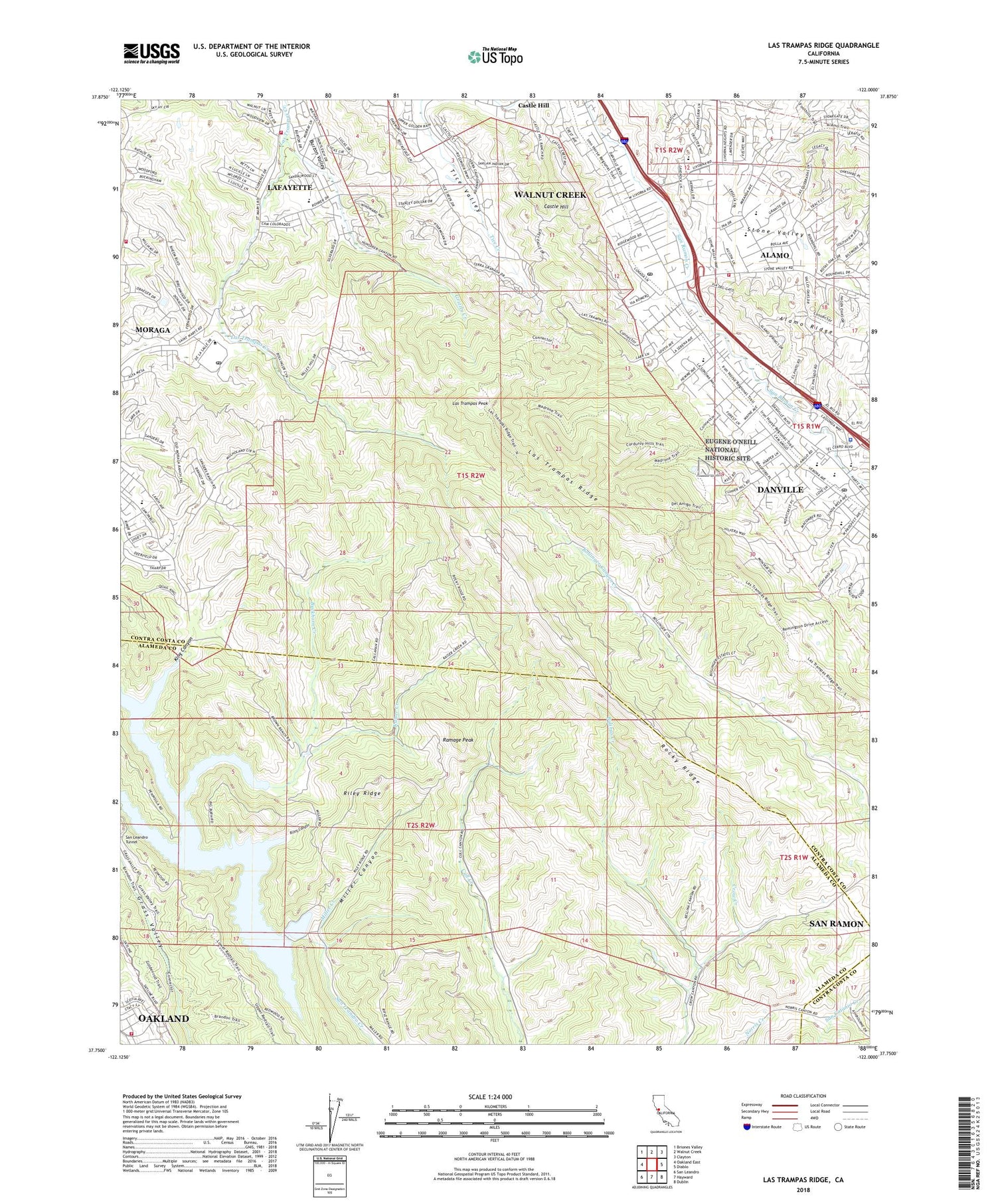 Las Trampas Ridge California US Topo Map Image