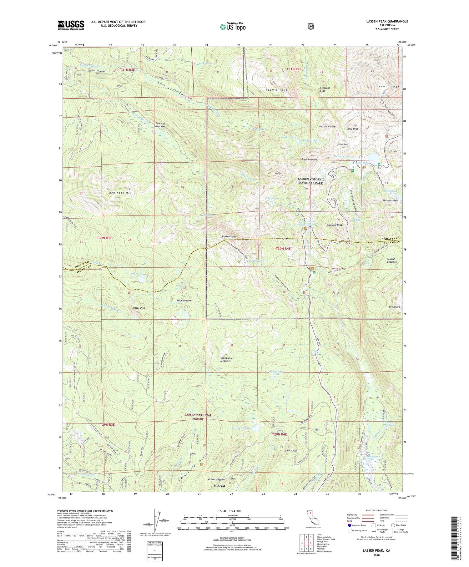 Lassen Peak California US Topo Map Image