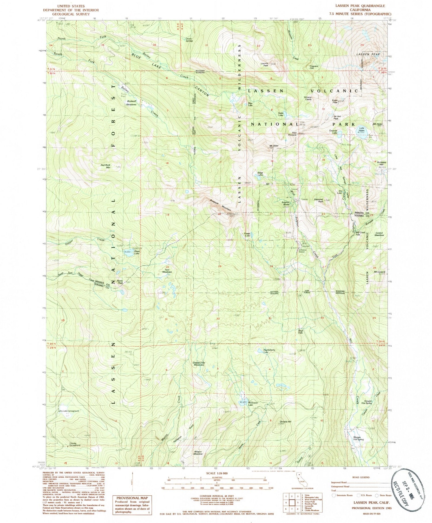 USGS Classic Lassen Peak California 7.5'x7.5' Topo Map Image