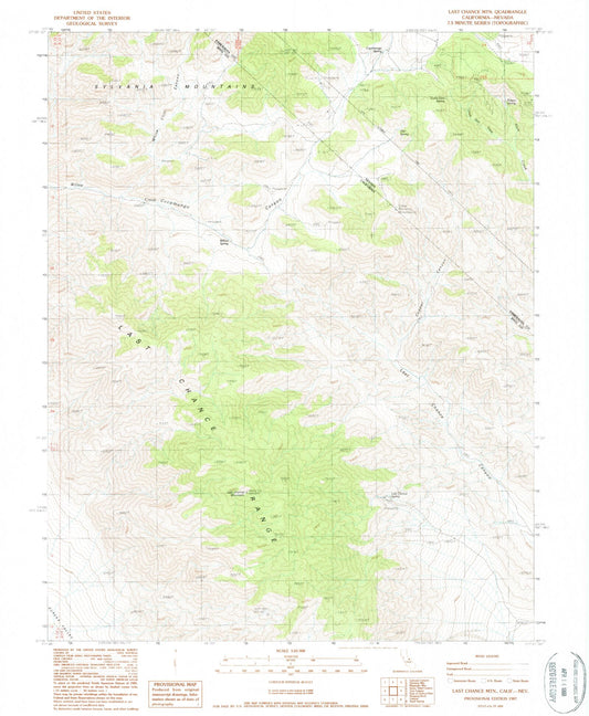 Classic USGS Last Chance Mountain California 7.5'x7.5' Topo Map Image