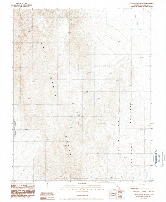 Classic USGS Last Chance Range SE California 7.5'x7.5' Topo Map Image