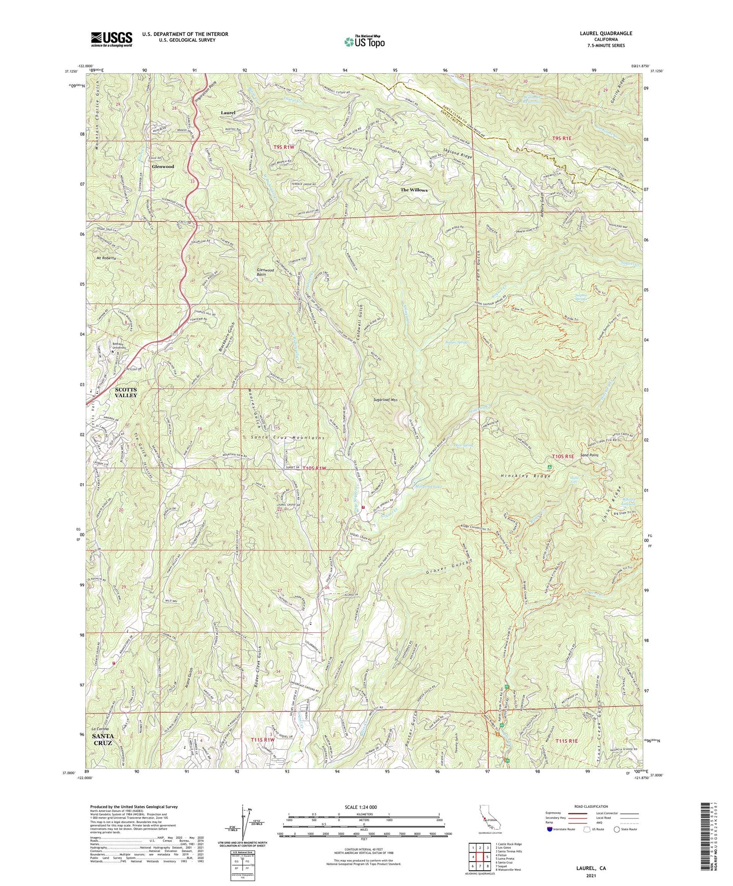 Laurel California US Topo Map Image