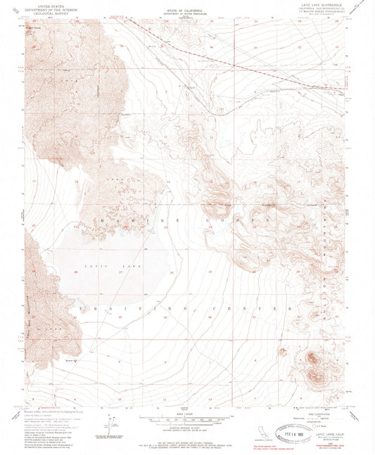 Classic USGS Lavic Lake California 7.5'x7.5' Topo Map Image