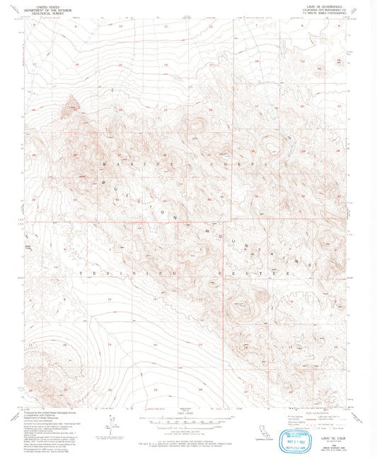 Classic USGS Lavic SE California 7.5'x7.5' Topo Map Image