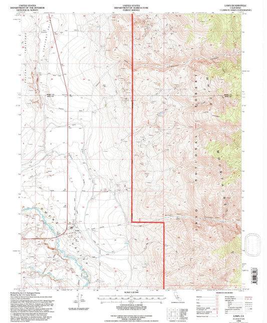 Classic USGS Laws California 7.5'x7.5' Topo Map Image