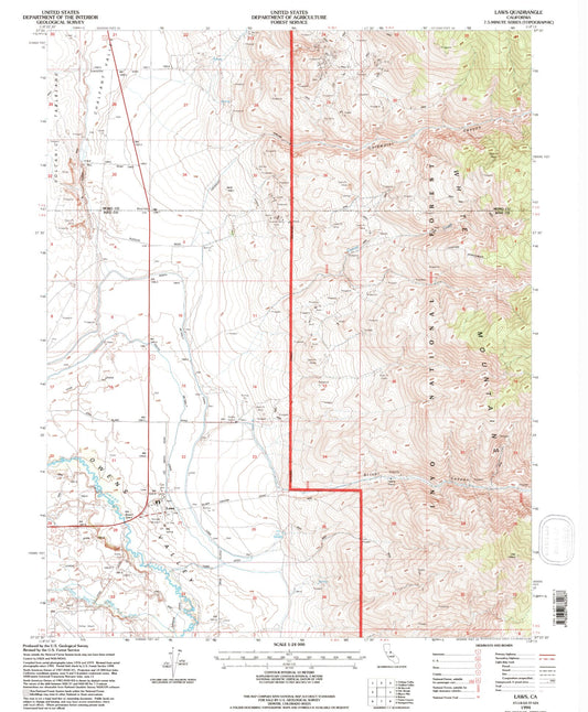 Classic USGS Laws California 7.5'x7.5' Topo Map Image