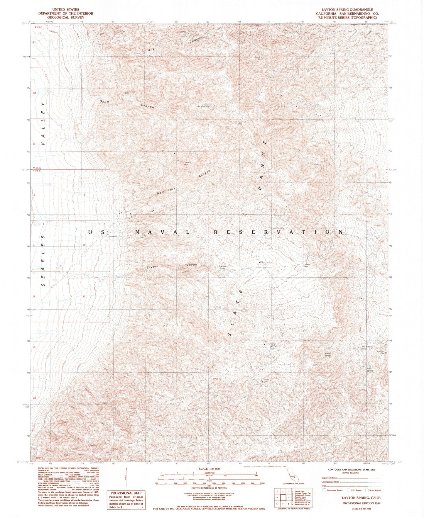 Classic USGS Layton Spring California 7.5'x7.5' Topo Map Image