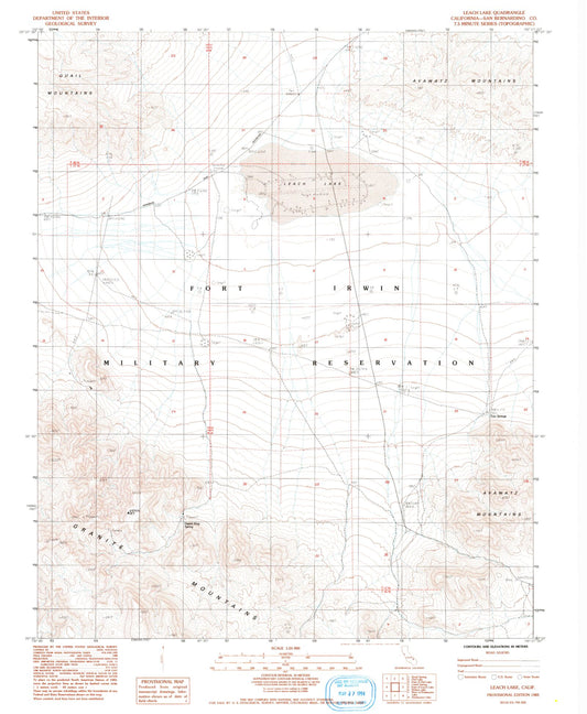 Classic USGS Leach Lake California 7.5'x7.5' Topo Map Image