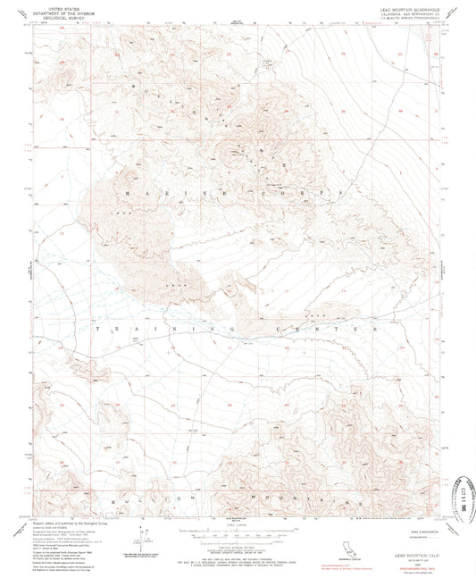 Classic USGS Lead Mountain California 7.5'x7.5' Topo Map Image