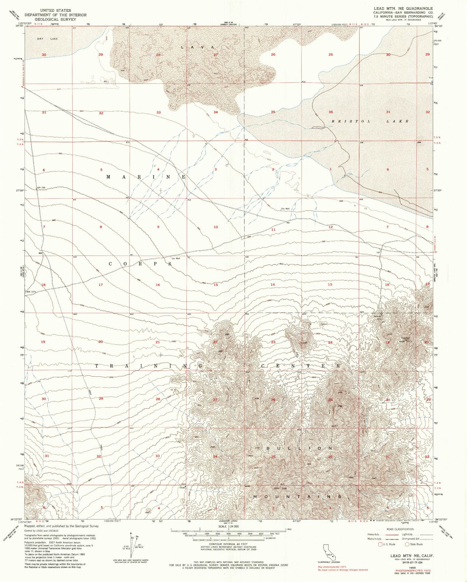 Classic USGS Lead Mountain NE California 7.5'x7.5' Topo Map Image