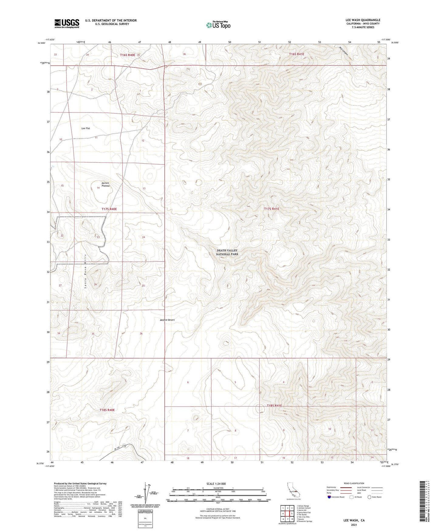 Lee Wash California US Topo Map Image