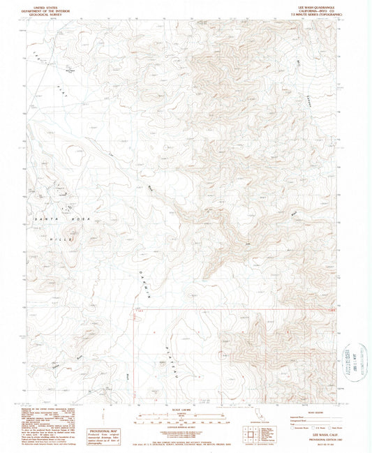 Classic USGS Lee Wash California 7.5'x7.5' Topo Map Image