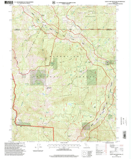 Classic USGS Leech Lake Mountain California 7.5'x7.5' Topo Map Image