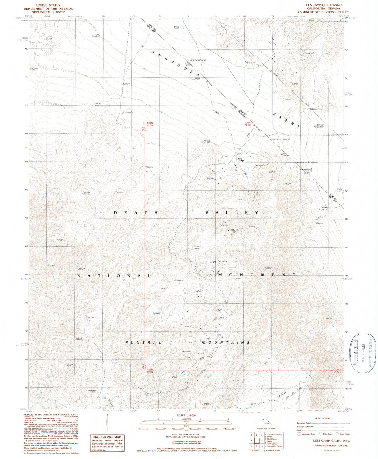 Classic USGS Lees Camp California 7.5'x7.5' Topo Map Image