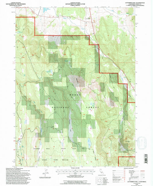 Classic USGS Letterbox Hill California 7.5'x7.5' Topo Map Image