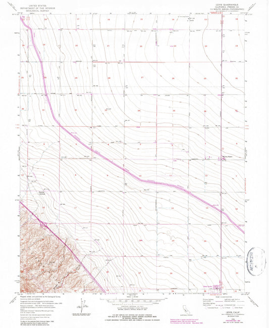 Classic USGS Levis California 7.5'x7.5' Topo Map Image